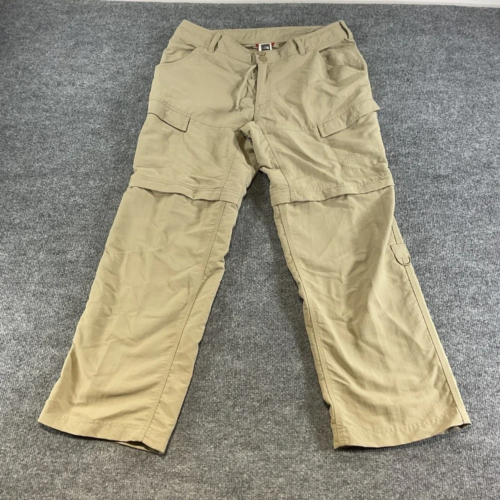 The North Face Convertible Hiking Pants Womens Size 12 Beige Zip Off Outdoor